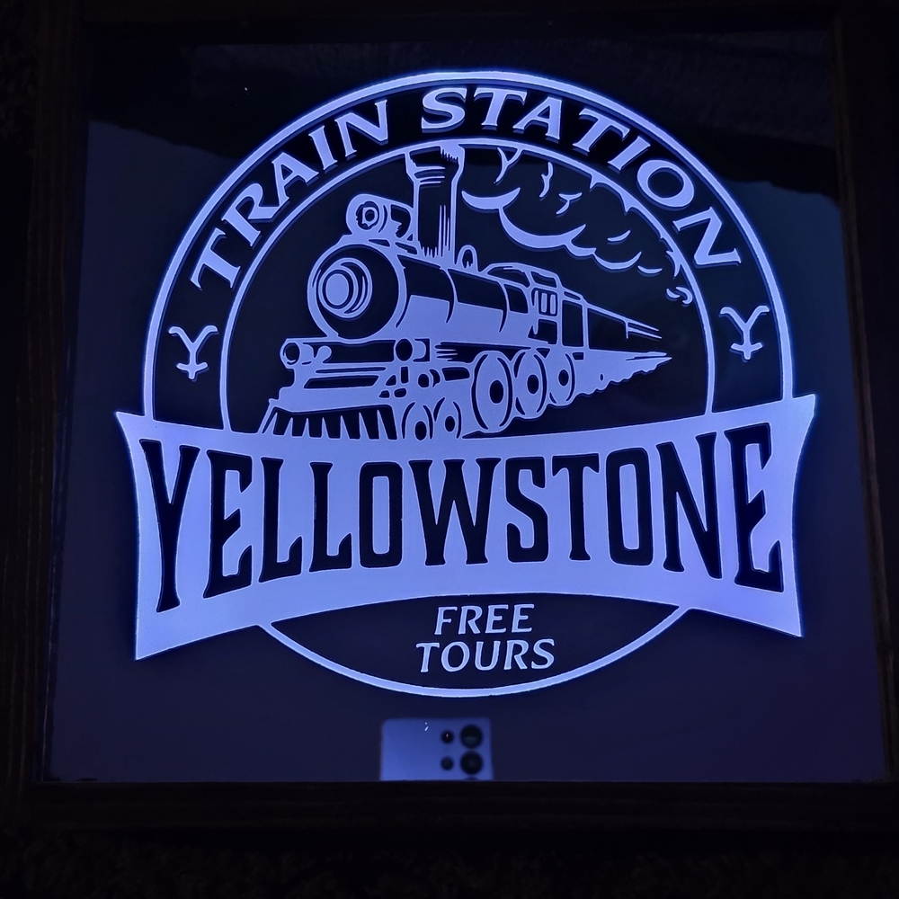 Train Station Illuminated Wall Sign - Blue